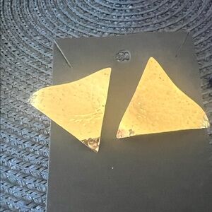 Gold Hammered Triangle Earrings